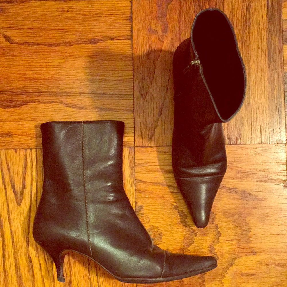 Anne Klein chocolate brown leather booties